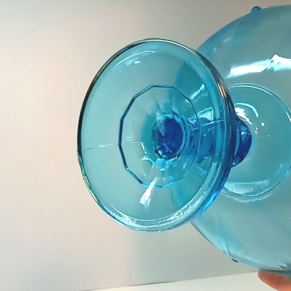 Extra large aqua blue teal Indiana Glass pedestal bowl. No flaws - Picture 6 of 6